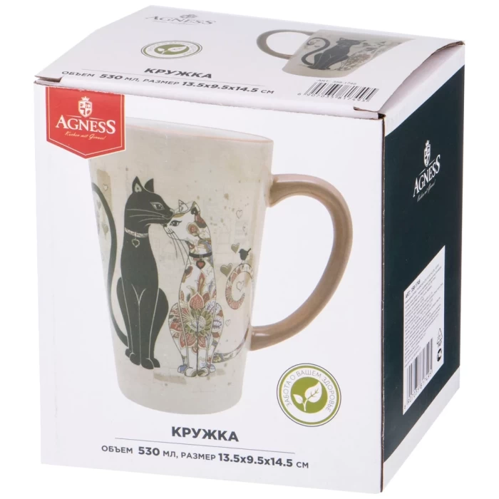 Кружка Agness Парижские коты 358-1749 530 мл