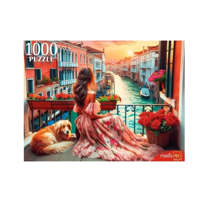 Пазл Рыжий кот Девушка в Венеции 1000 элементов