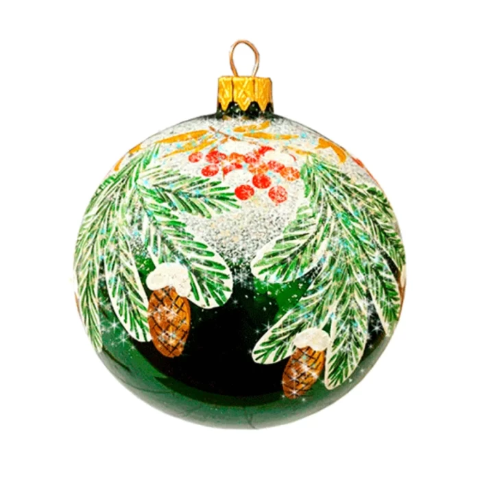 Шар стеклянный декорированный Декарт Сосновые ветки 100 в21