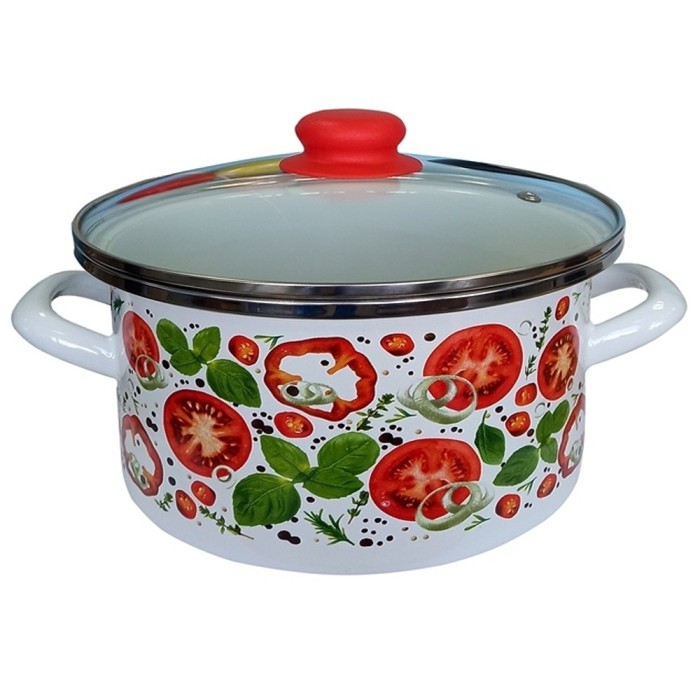 Кастрюля Сантэкс 1-2215112 белый/томаты 1,5л