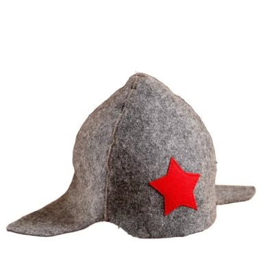 Шапка для бани и сауны Будёновка войлок серый