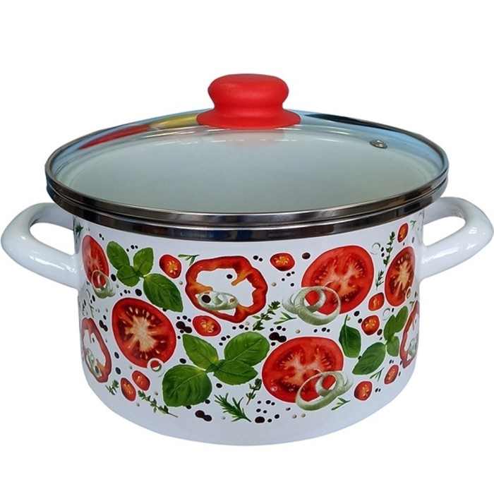 Кастрюля Сантэкс 1-2225112 белый/томаты 2,5л