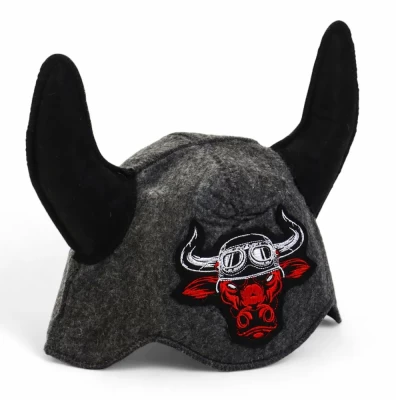 Шапка для бани Бык-байкер шлем викинга