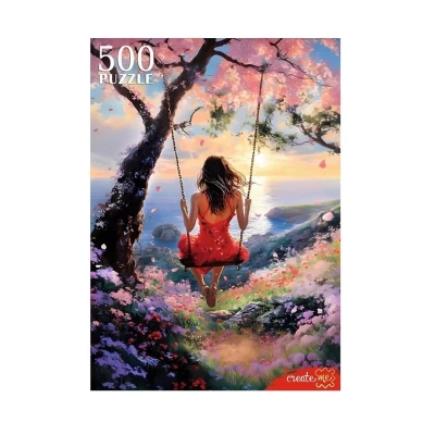 Пазл Рыжий кот Девушка на качелях 500 элементов