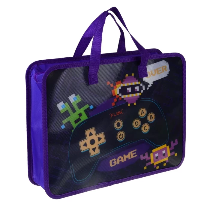 Папка для тетрадей Гейм Овер A4 расширение молния сверху