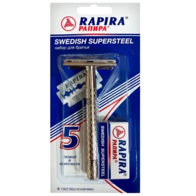 Набор бритвенный Станок + лезвия 5шт Рапира Суперсталь