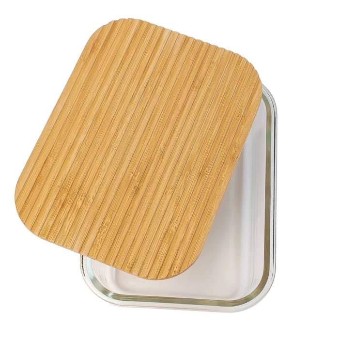 Контейнер стеклянный ТМ "ЦУМ" с бамбуковой крышкой 650мл 7274