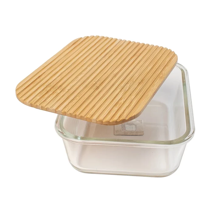 Контейнер стеклянный ТМ "ЦУМ" с бамбуковой крышкой 650мл 7274