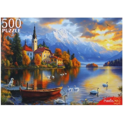 Пазл Рыжий кот Закат на озере Блед 500 элементов