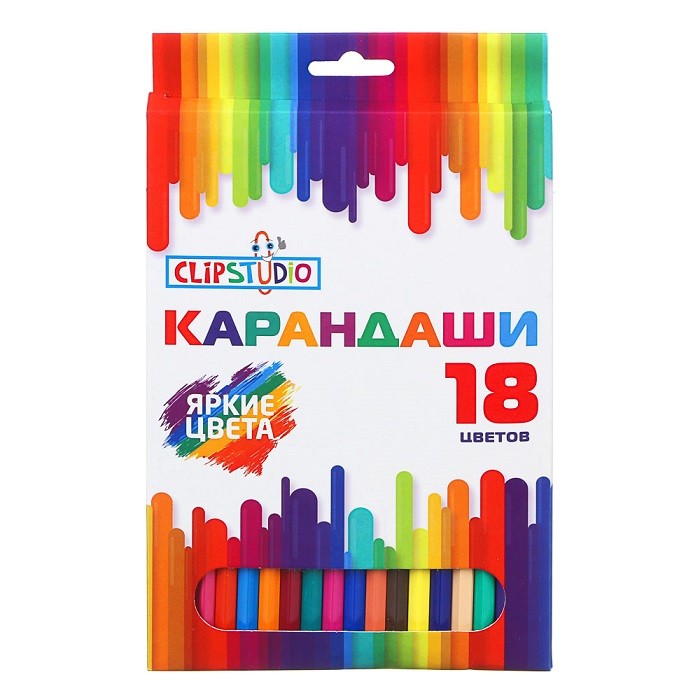 Карандаши 18 цветов шестигранные ClipStudio 