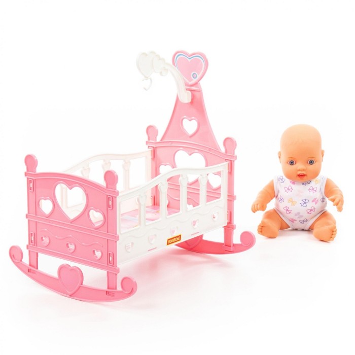 Пупс "Славный" + кроватка-качалка Полесье арт. 76670