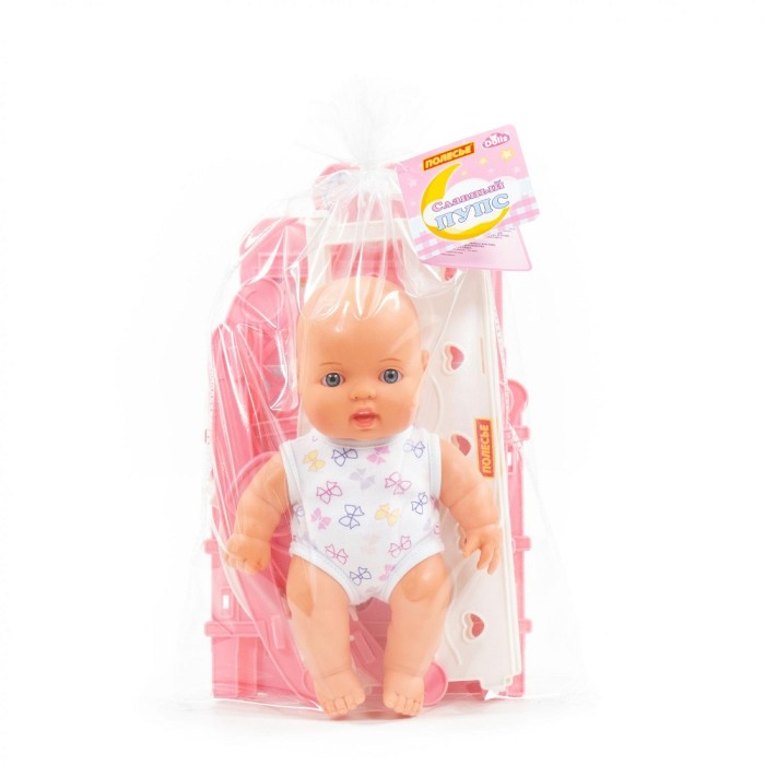 Пупс "Славный" + кроватка-качалка Полесье арт. 76670