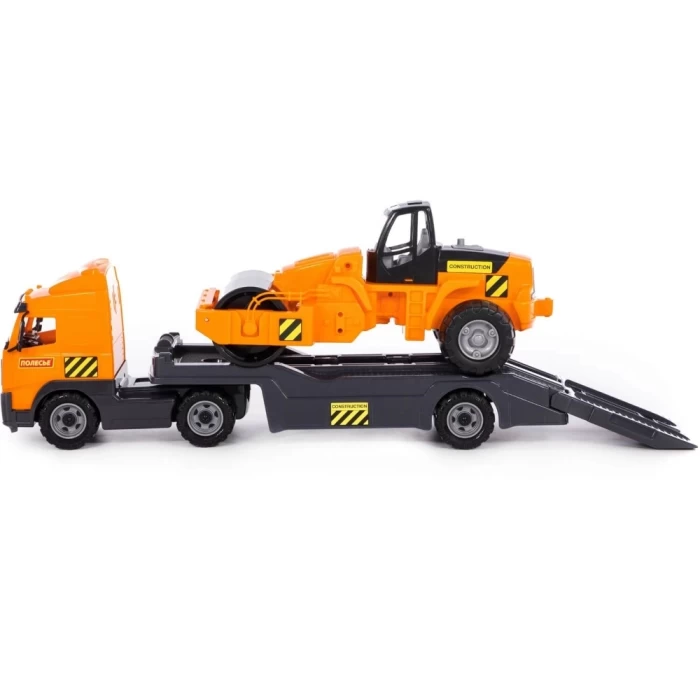 Автомобиль-трейлер + дорожный каток 