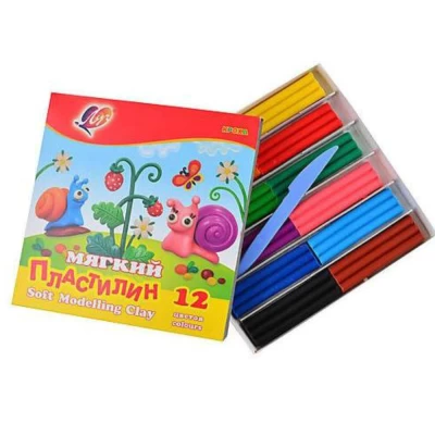 Пластилин мягкий Луч Кроха со стеком 12 цветов