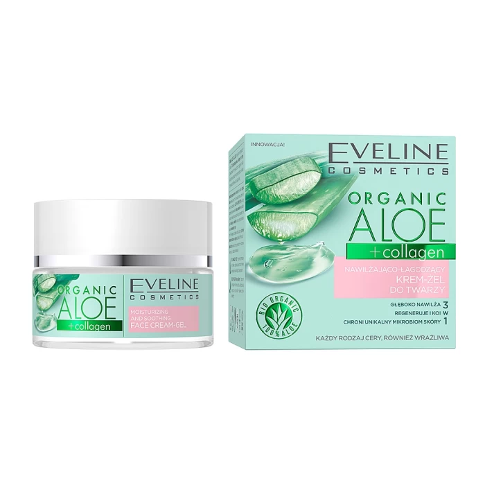  Крем-гель для лица Eveline для нормальной и чувствительной кожи Organic Aloe + Collagen 50мл