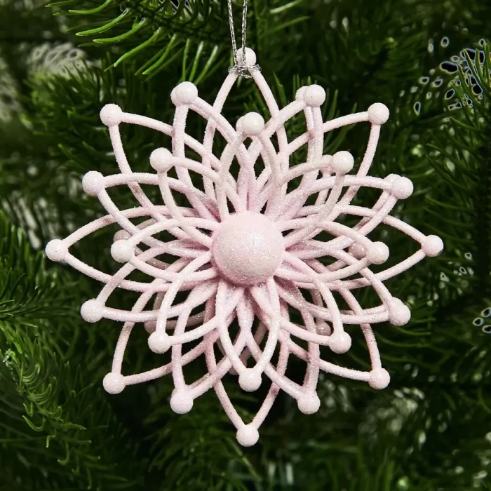 Новогоднее украшение Девилон Снежинка Молекула 3D розовый