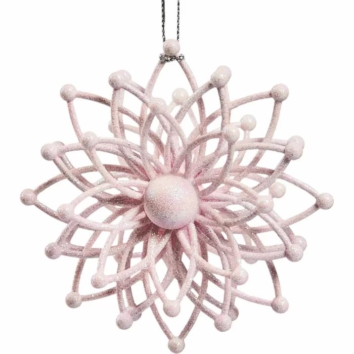 Новогоднее украшение Девилон Снежинка Молекула 3D розовый
