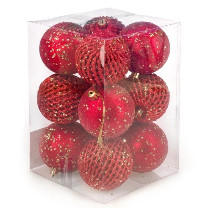 Набор новогодних шаров Ausini B8015PD розовый 8см 12шт