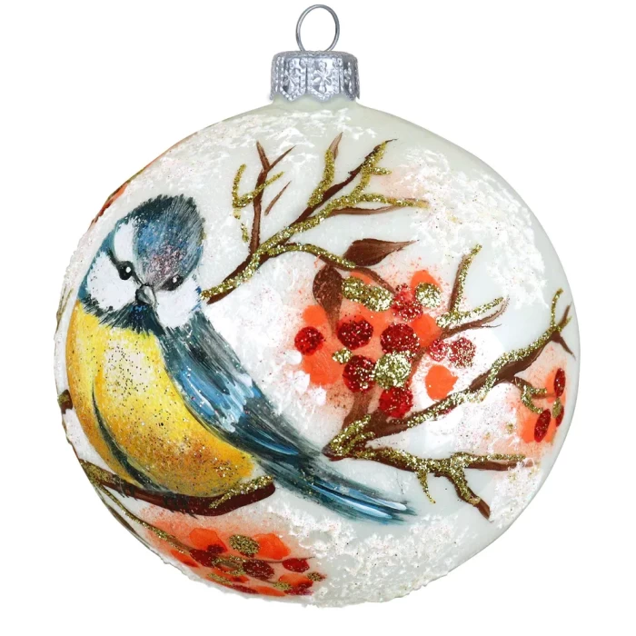 Шар стеклянный Dekart Синичка с рябиной в46