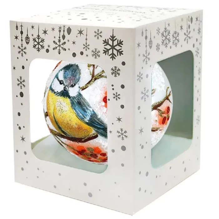 Шар стеклянный Dekart Синичка с рябиной в46