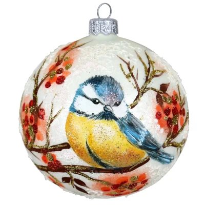 Шар стеклянный Dekart Синичка с рябиной в46
