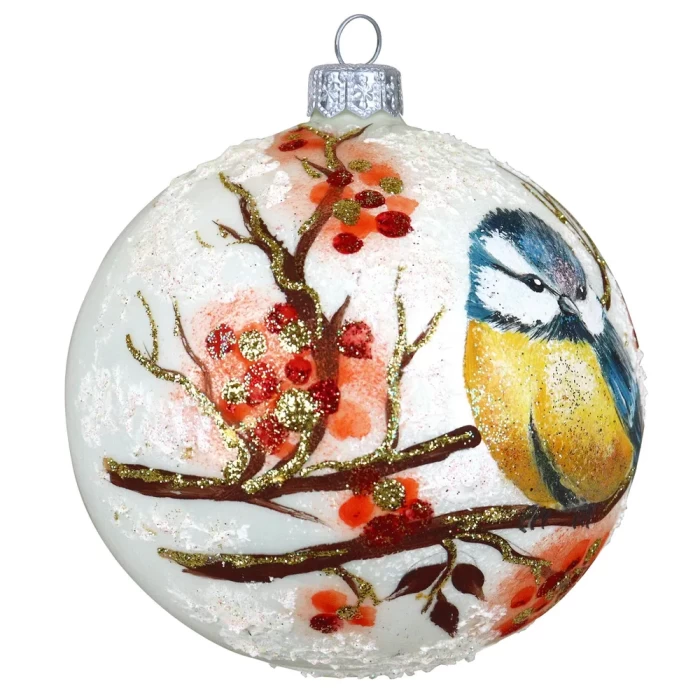 Шар стеклянный Dekart Синичка с рябиной в46