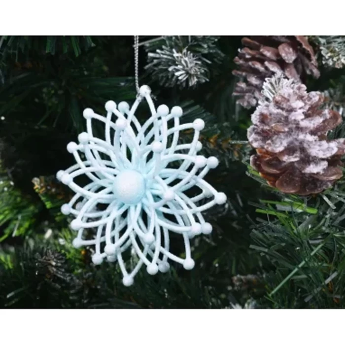 Новогоднее украшение Девилон Снежинка Молекула 3D голубой