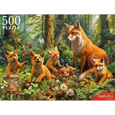 Пазл Рыжий кот Семья лис в лесу 500 элементов