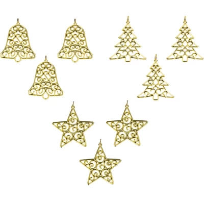 Набор золотых декоративных подвесок Сноу Бум 4 шт