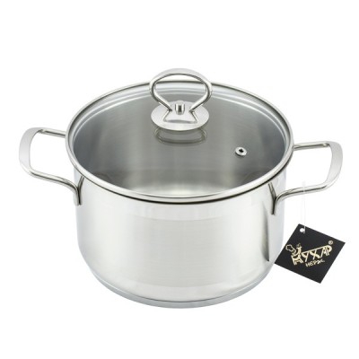 Кастрюля Кухар &quot;Лотос Классика&quot; нержавеющая сталь 3,0л со стеклянной крышкой