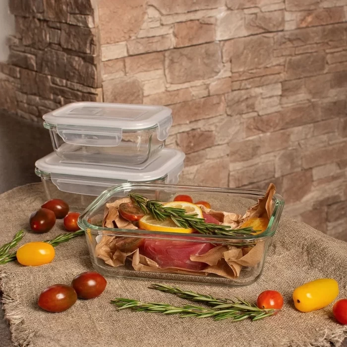 Набор контейнеров из жаропрочного стекла с крышками 3шт