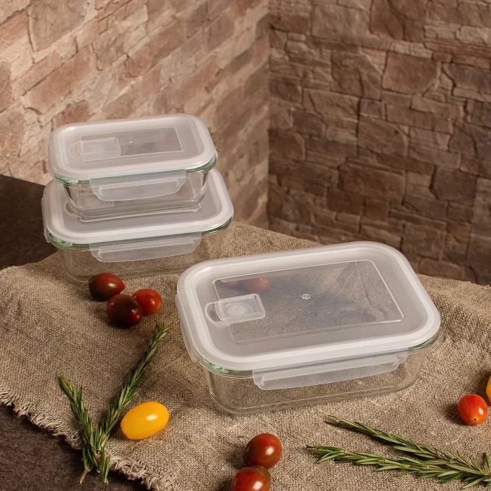 Набор контейнеров из жаропрочного стекла с крышками 3шт