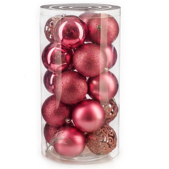 Набор шаров новогодних Ausini VT25-04018-8 темная роза 20шт