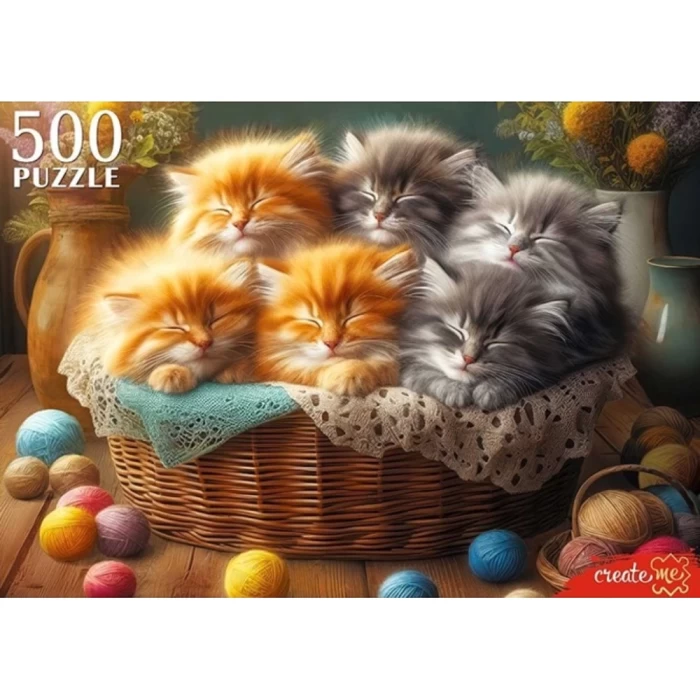 Пазл Рыжий кот Спящие котята 500 элементов
