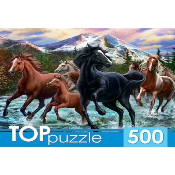 Пазл TOPpuzzle Табун лошадей в горах 500 элементов