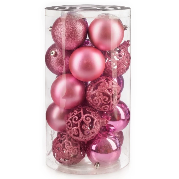 Набор шаров новогодних Ausini VT25-04018-7 розовый 20шт