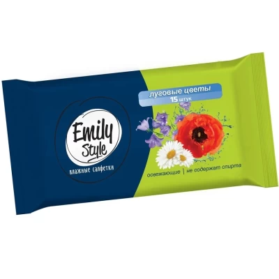 Салфетки влажные Emily Style Луговые цветы 15шт
