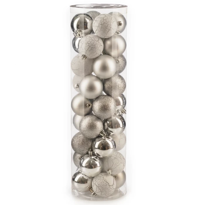 Набор шаров новогодних Ausini VT25-04019-2 серебро 36шт
