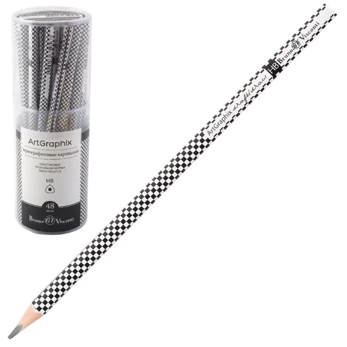 Карандаш Bruno Visconti HB ч/гр ArtGraphix Шашечки трехгранный пластик