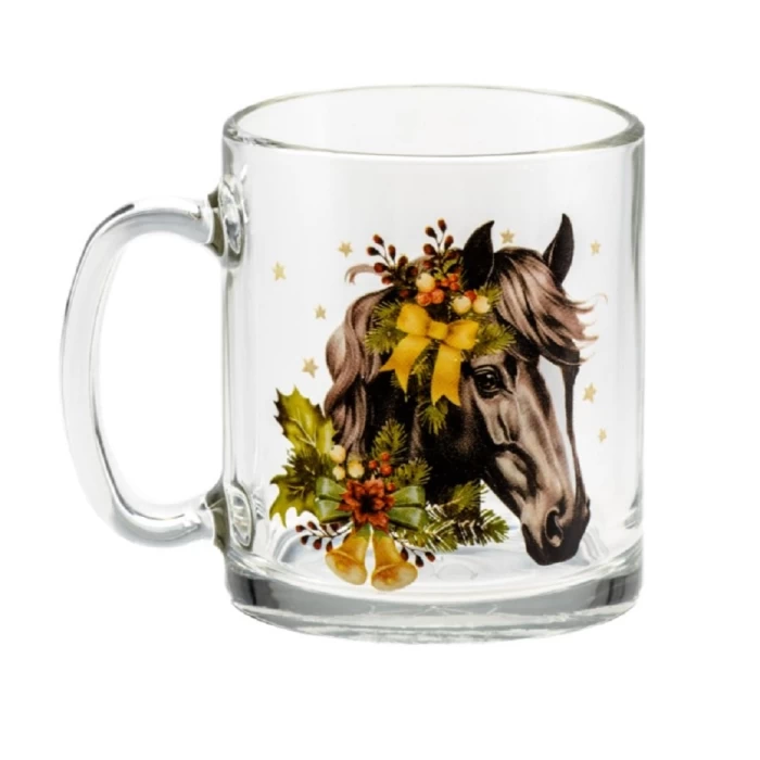 Кружка стеклянная Belbohemia Чайная Новогодний конь 320мл