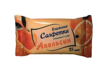&quot;Апельсин&quot; салфетки влажные очищающие для рук 15шт.                                  