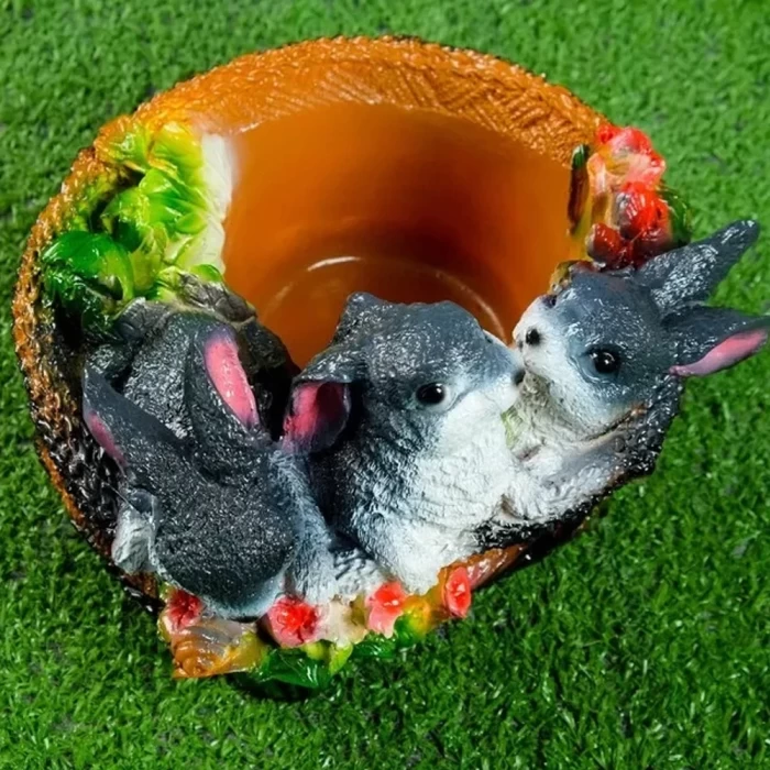 Кашпо Зайцы в лукошке гд-5КП54