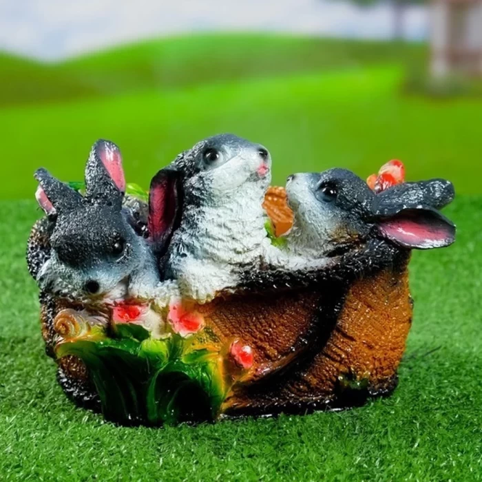 Кашпо Зайцы в лукошке гд-5КП54