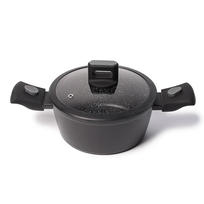 Кастрюля черная со съемными ручками и крышкой ТМ "ЦУМ" 2.4 - 6.2л