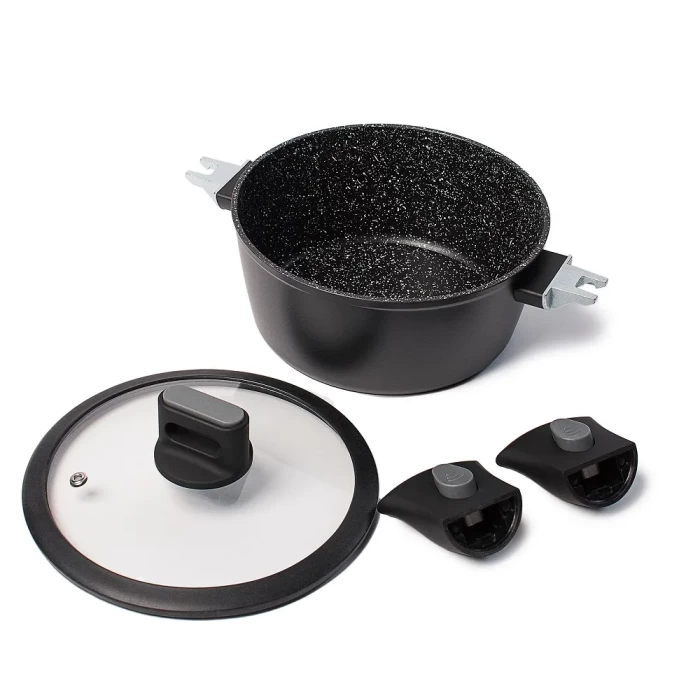 Кастрюля черная со съемными ручками и крышкой ТМ "ЦУМ" 2.4 - 6.2л