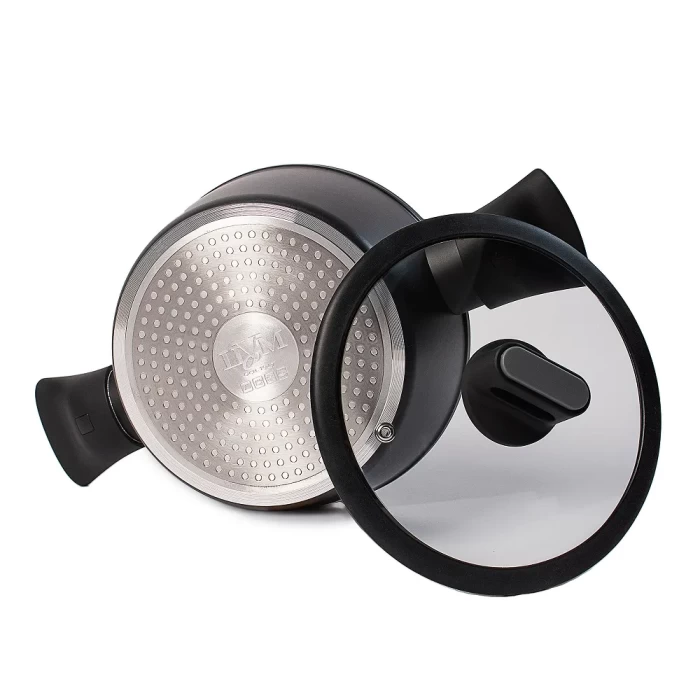 Кастрюля черная со съемными ручками и крышкой ТМ "ЦУМ" 2.4 - 6.2л