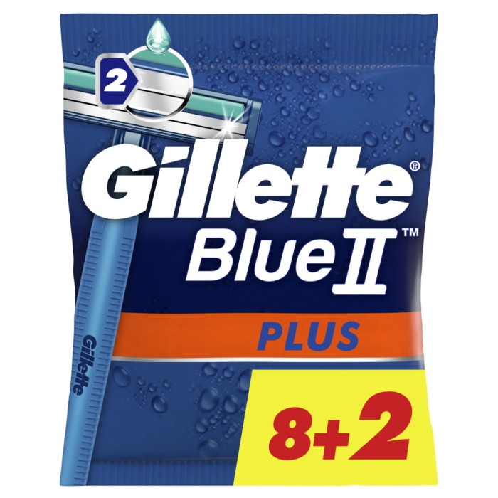 Одноразовые станки Gillette Blue II Plus 10шт