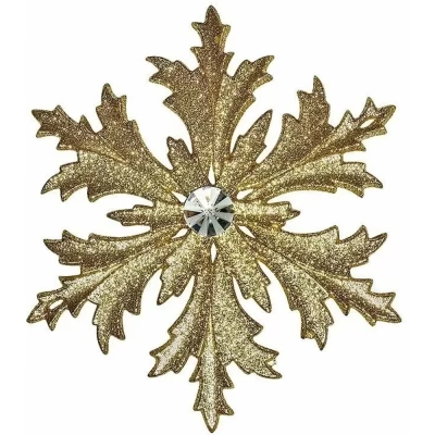 Новогоднее украшение Девилон Снежинка Морозко с камнем золото