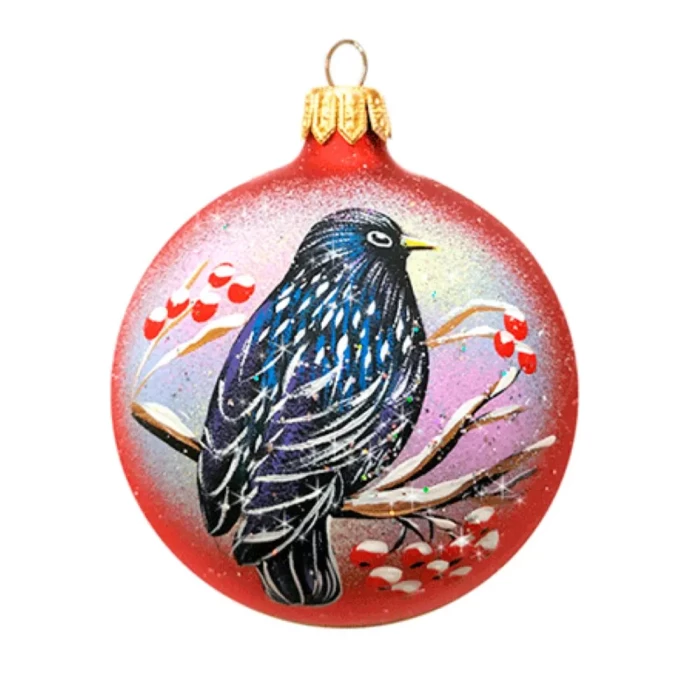Шар стеклянный декорированный Декарт Дрозд 80 в31