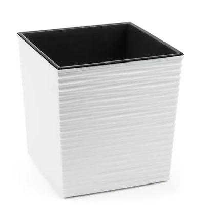 Кашпо пластмассовое Juka dluto белое 25×25×25см